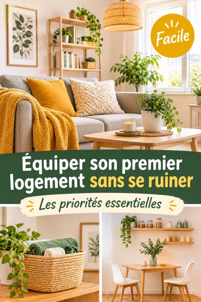 Un appartement joliment décoré avec mobilier essentiel et accessoires compatibles avec un budget serré.