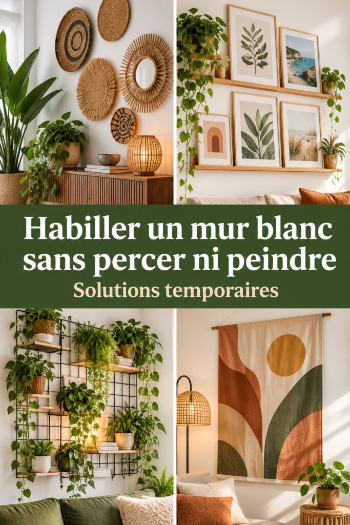 Mur blanc décoré avec des éléments sans perçage